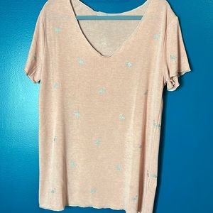Boutique pink top with silver flamingos size XL